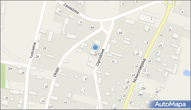 Liw, Ogrodowa, 12, mapa Liw