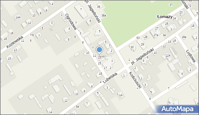 Łomazy, Ogrodowa, 13, mapa Łomazy