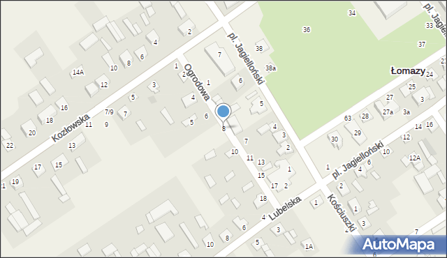 Łomazy, Ogrodowa, 8, mapa Łomazy