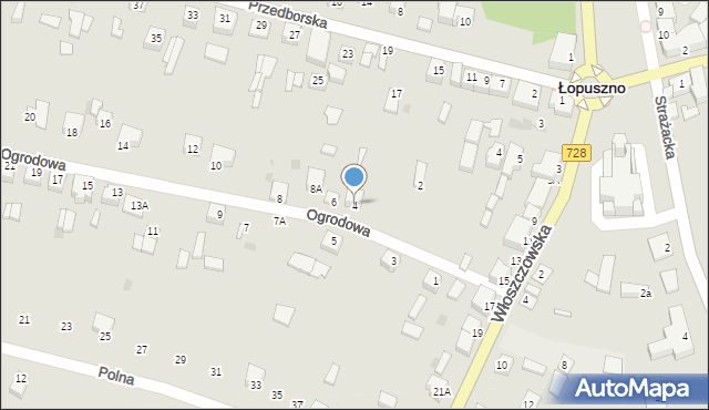 Łopuszno, Ogrodowa, 4, mapa Łopuszno