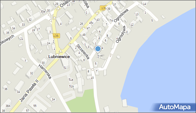 Lubniewice, Ogrodowa, 2, mapa Lubniewice