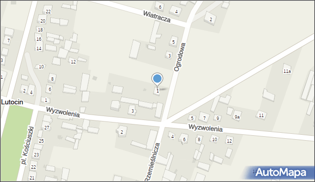 Lutocin, Ogrodowa, 1, mapa Lutocin