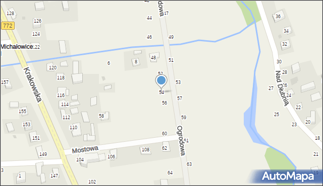 Michałowice, Ogrodowa, 54, mapa Michałowice