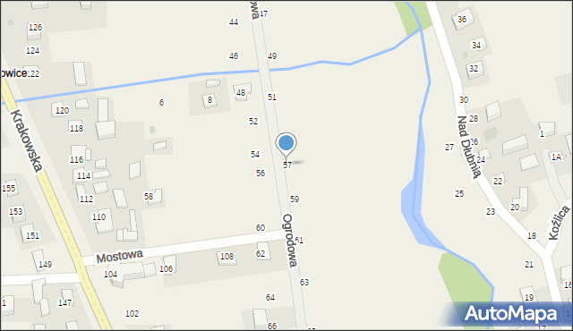 Michałowice, Ogrodowa, 57, mapa Michałowice