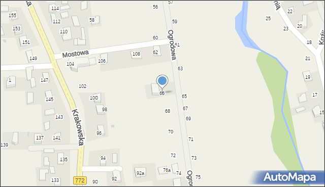 Michałowice, Ogrodowa, 66, mapa Michałowice