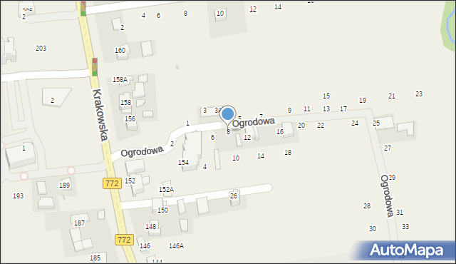 Michałowice, Ogrodowa, 8, mapa Michałowice