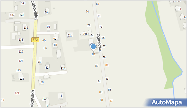 Michałowice, Ogrodowa, 80, mapa Michałowice