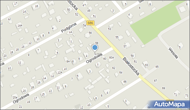 Michałowo, Ogrodowa, 2, mapa Michałowo