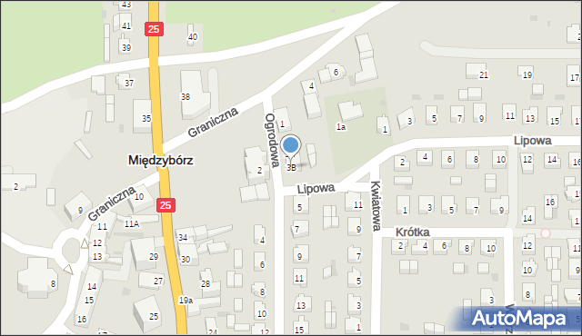 Międzybórz, Ogrodowa, 3B, mapa Międzybórz