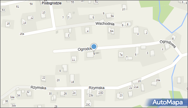 Mogilany, Ogrodowa, 9, mapa Mogilany
