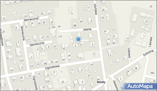 Mosty, Ogrodowa, 2a, mapa Mosty