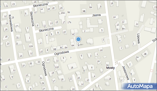 Mosty, Ogrodowa, 4, mapa Mosty
