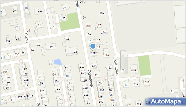 Mysiadło, Ogrodowa, 12B, mapa Mysiadło