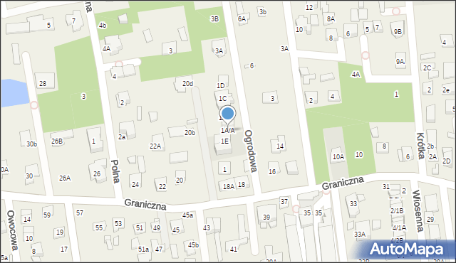 Mysiadło, Ogrodowa, 1A/A, mapa Mysiadło