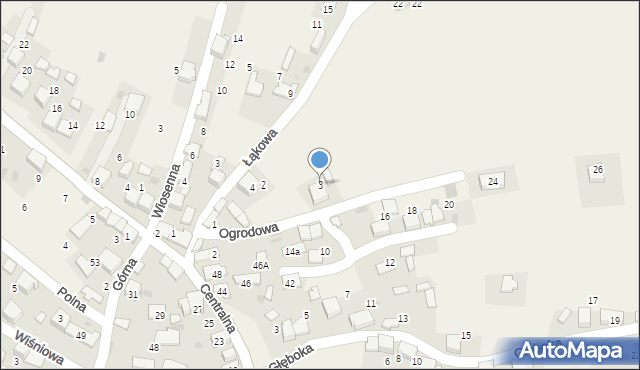 Myślachowice, Ogrodowa, 3, mapa Myślachowice