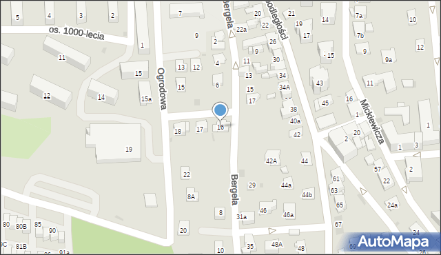 Myślenice, Ogrodowa, 16, mapa Myślenice