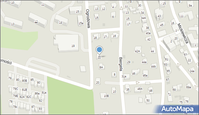 Myślenice, Ogrodowa, 22, mapa Myślenice