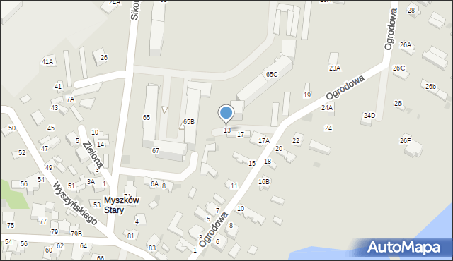 Myszków, Ogrodowa, 13, mapa Myszków