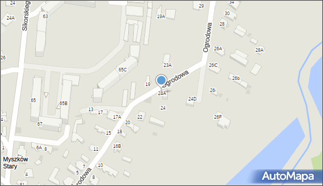 Myszków, Ogrodowa, 24A, mapa Myszków