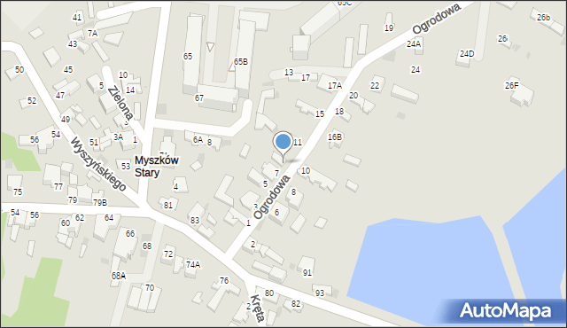 Myszków, Ogrodowa, 9, mapa Myszków
