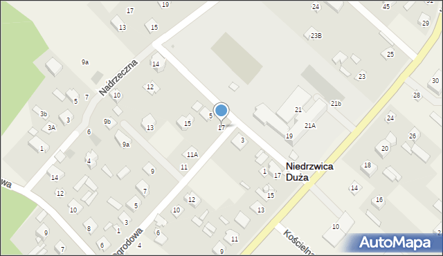 Niedrzwica Duża, Ogrodowa, 17, mapa Niedrzwica Duża