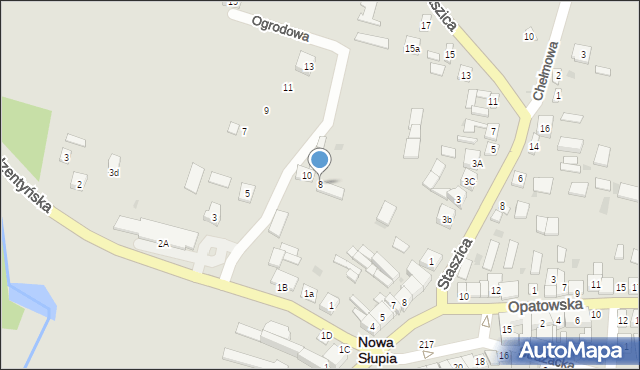 Nowa Słupia, Ogrodowa, 8, mapa Nowa Słupia