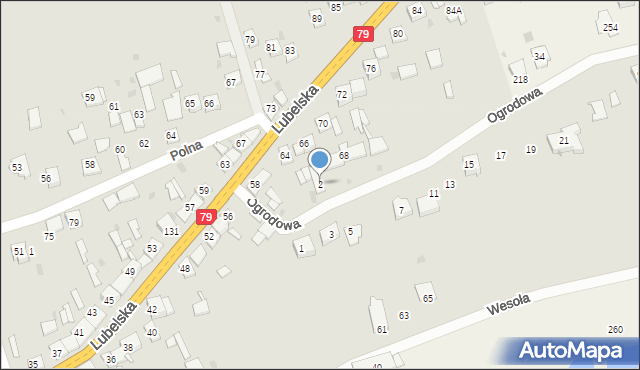 Nowe Brzesko, Ogrodowa, 2, mapa Nowe Brzesko