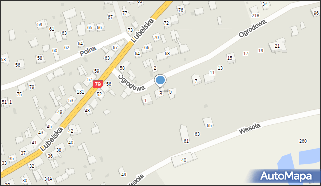 Nowe Brzesko, Ogrodowa, 3, mapa Nowe Brzesko