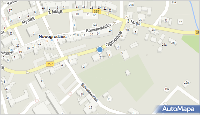 Nowogrodziec, Ogrodowa, 2, mapa Nowogrodziec