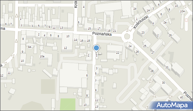 Nowy Tomyśl, Ogrodowa, 1, mapa Nowy Tomyśl