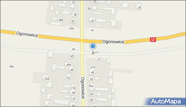 Ogonowice, Ogonowice, 45, mapa Ogonowice