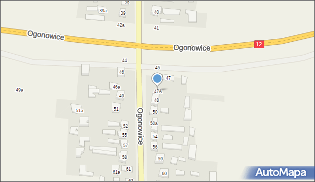 Ogonowice, Ogonowice, 47A, mapa Ogonowice