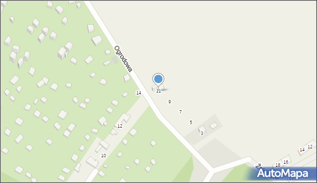 Okuniew, Ogrodowa, 11, mapa Okuniew
