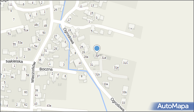 Orzech, Ogrodowa, 31f, mapa Orzech
