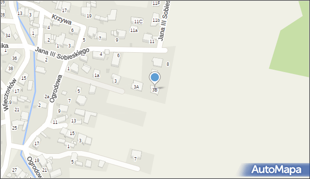 Orzech, Ogrodowa, 3B, mapa Orzech