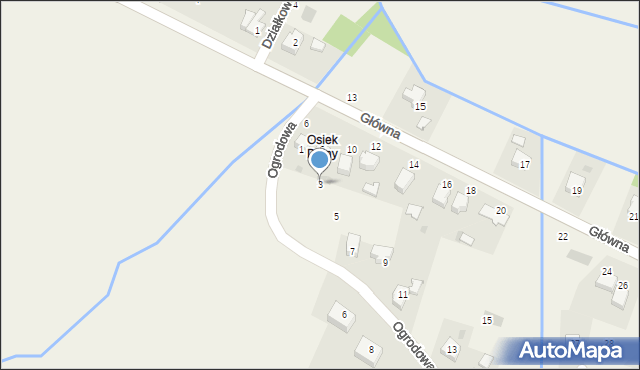 Osiek, Ogrodowa, 3, mapa Osiek