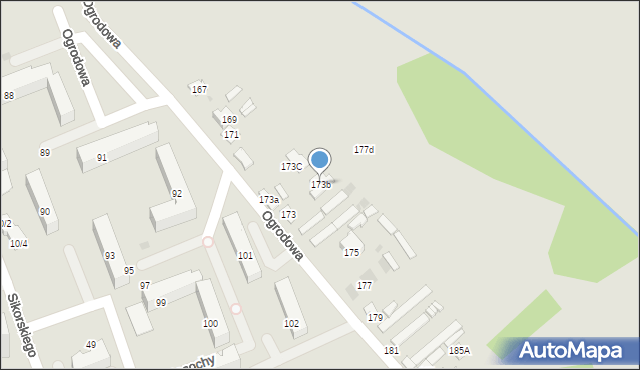 Ostrowiec Świętokrzyski, Ogrodowa, 173b, mapa Ostrowiec Świętokrzyski