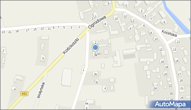 Ostrowy nad Okszą, Ogrodowa, 3a, mapa Ostrowy nad Okszą