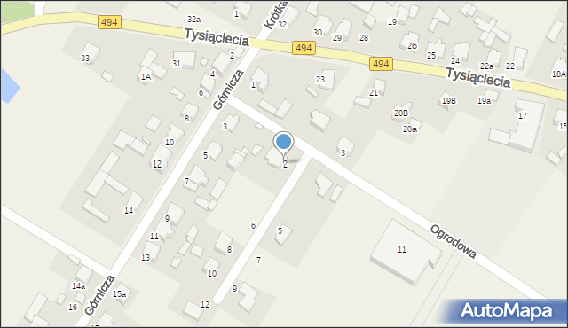 Panki, Ogrodowa, 2, mapa Panki