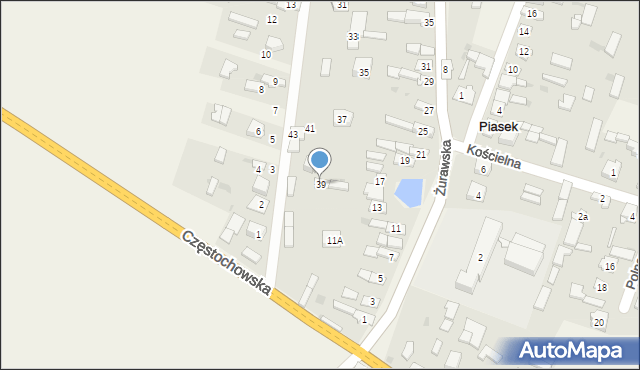 Piasek, Ogrodowa, 39, mapa Piasek