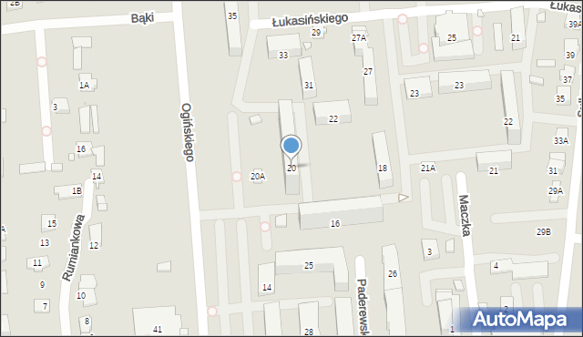 Piastów, Ogińskiego Michała Kleofasa, 20, mapa Piastów