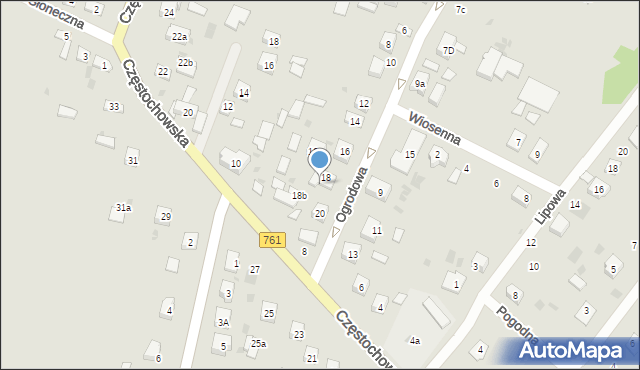 Piekoszów, Ogrodowa, 18a, mapa Piekoszów