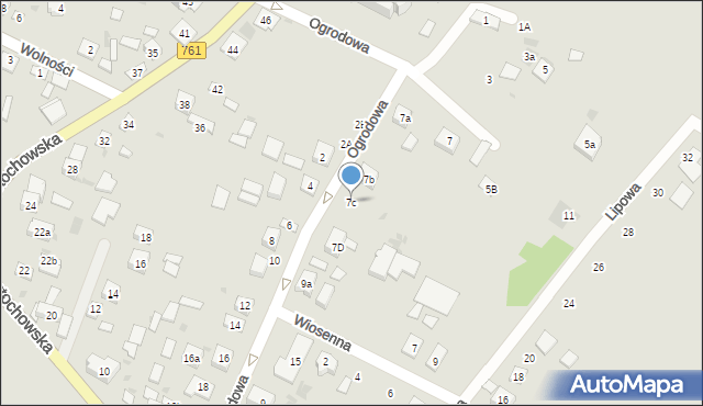 Piekoszów, Ogrodowa, 7c, mapa Piekoszów