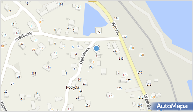 Pietrzykowice, Ogrodowa, 1, mapa Pietrzykowice