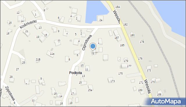 Pietrzykowice, Ogrodowa, 5, mapa Pietrzykowice