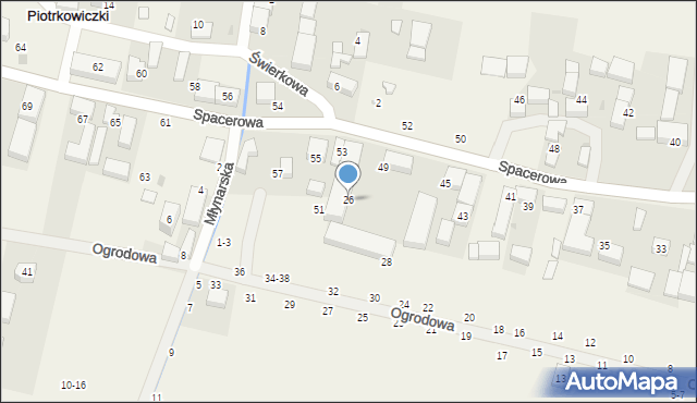 Piotrkowiczki, Ogrodowa, 26, mapa Piotrkowiczki