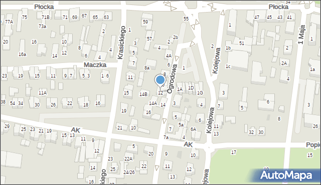 Płońsk, Ogrodowa, 12, mapa Płońsk