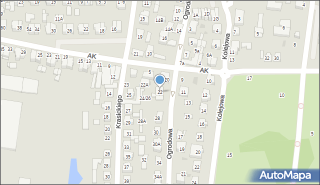 Płońsk, Ogrodowa, 22, mapa Płońsk