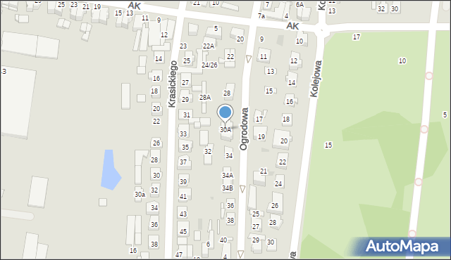 Płońsk, Ogrodowa, 30A, mapa Płońsk