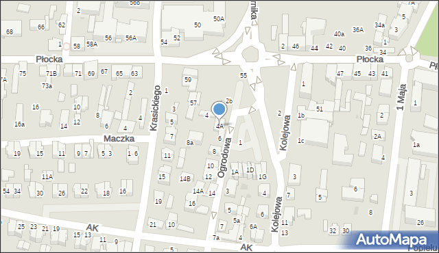 Płońsk, Ogrodowa, 4A, mapa Płońsk